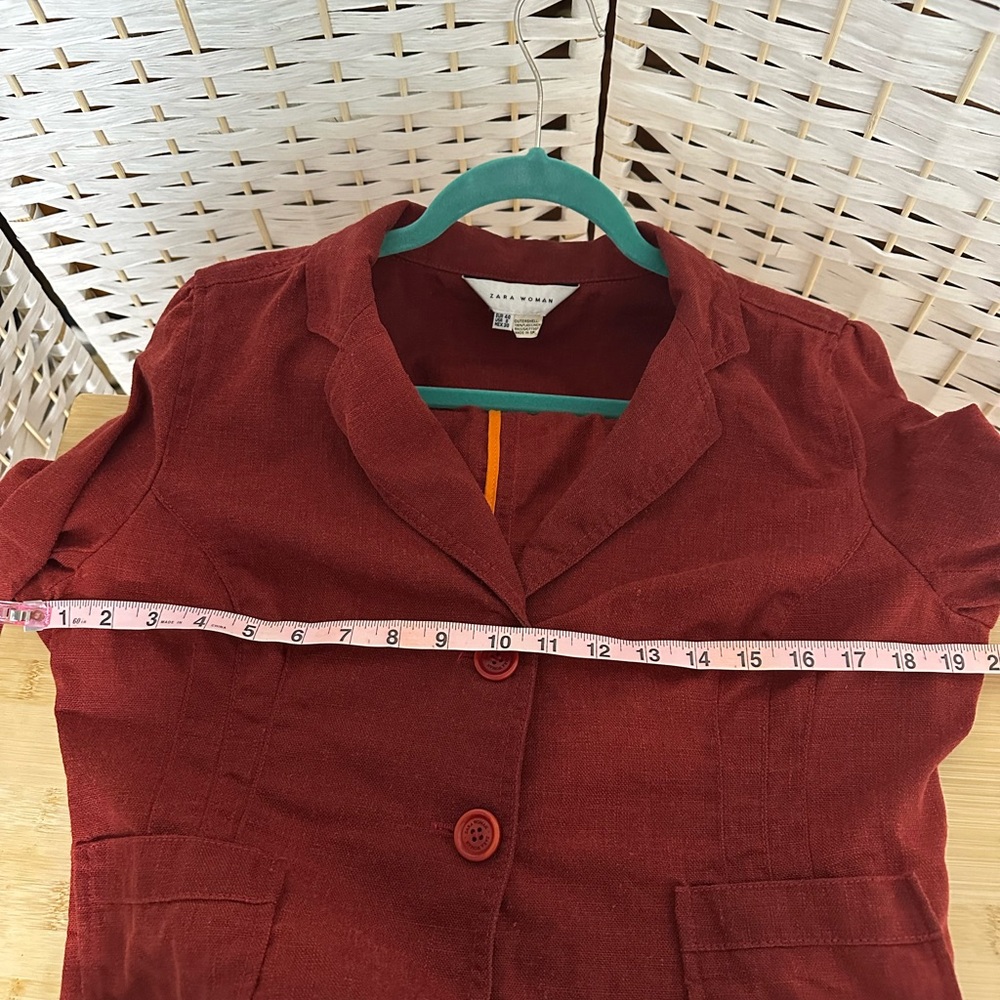 Zara‎ Rust Basic Linen Jacket size 8 euc - image 9